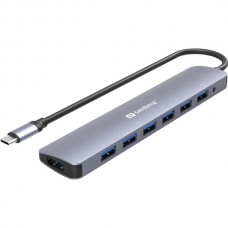 SANDBERG USB-C tartozék, USB-C to 7 x USB 3.0 Hub